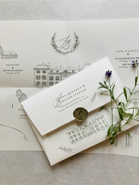 Einladungsposter Tenderla mit gestaltetem Kuvert